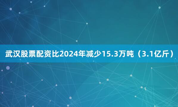 武汉股票配资比2024年减少15.3万吨（3.1亿斤）