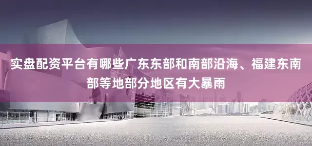 实盘配资平台有哪些广东东部和南部沿海、福建东南部等地部分地区有大暴雨